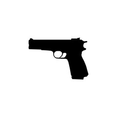 Wall Mural - Silhouette of Hand Gun also known as Pistol, Flat Style, can use for Art Illustration, Logo Gram, Pictogram, Website or Graphic Design Element. Vector Illustration