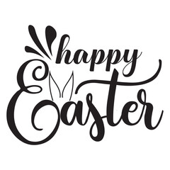 Fototapete - Happy-easter-text-calligraphy. Brush lettering-composition-bunny-of holiday. isolated on white background.