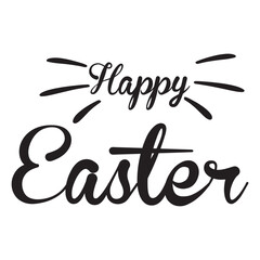 Fototapete - Happy-easter-text-calligraphy. Brush lettering-composition-bunny-of holiday. isolated on white background.