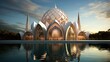 dome arabian mosque building illustration minaret prayer, islamic calligraphy, courtyard mihrab dome arabian mosque building