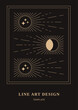 Celestial design card, Magic mystical and esoteric card, Poster Modern Line Art Vector Illustration