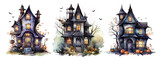 Fototapeta Panele - Haunted Halloween House Ilustration isolated on white background