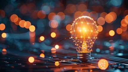 Fototapete - Conceptual image of an electric lightbulb on a motherboard