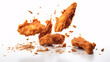 set of fried chicken wings isolated on a white background