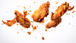 falling fried chicken pieces, Isolated set of fried chicken wings