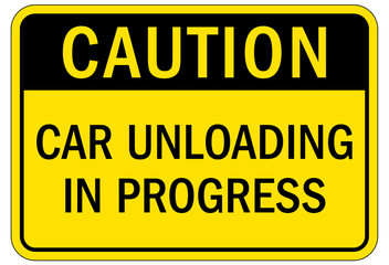 Wall Mural - Railroad safety sign car unloading in progress