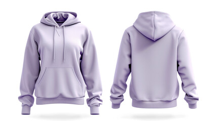 Wall Mural - Lilac hoodie, front and back view on a white background