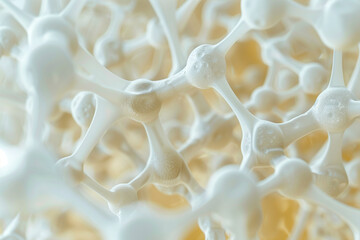 Aufkleber - A close up of a white object with many small white dots. The object is made of a material that looks like a web of interconnected particles. Concept of complexity and interconnectedness