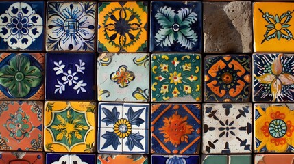 Unique pattern of colorful tiles. Latin American, Seville, Spanish style.	
