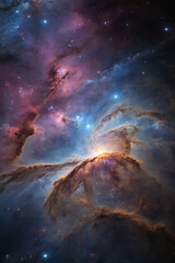 Nebula and stars in deep space. Starry night space.Supernova background wallpaper