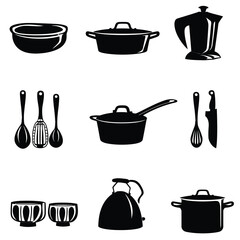 cooking ware  silhouette vector set design