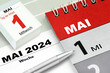 Deutscher Kalender Datum 1. Mai  2024 Tag der Arbeit