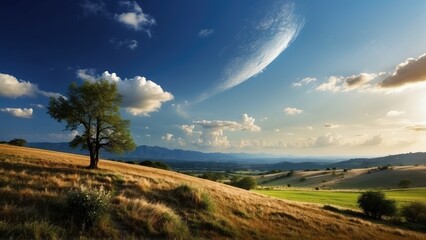 green view of beautiful landscape with the clear sky and clouds