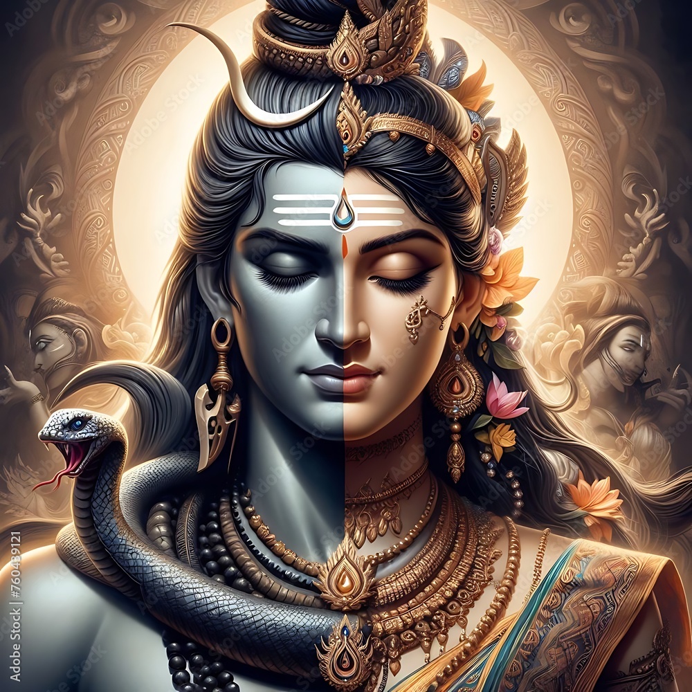 Portrait of Lord Shiva and Goddess Parvati Stock Photo | Adobe Stock, image size:1000x1000