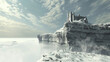 Snowbound Stronghold: A Castle Nestled on a Ridge in Winter