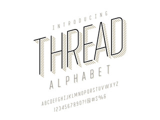 Fototapete - Vector of modern line alphabet design with uppercase, numbers and symbols