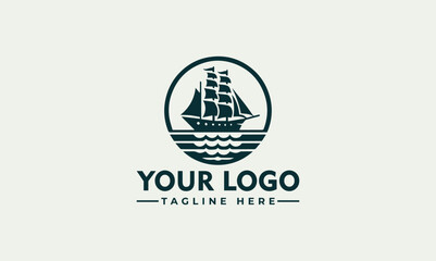 Wall Mural - Simple Sailing Ship Classic Logo Modern Design for Maritime Themes Reliable Reproduction in Print