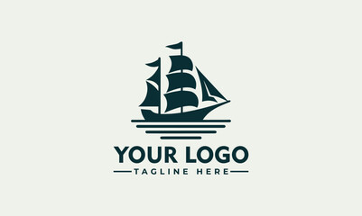 Wall Mural - Simple Sailing Ship Classic Logo Modern Design for Maritime Themes Reliable Reproduction in Print