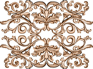  decorated brown swirls and curls on white background