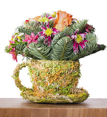 Canvas Print - cap from dry plants with bunch of flowers