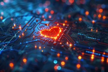 Poster - Circuit board cyber network connect heart