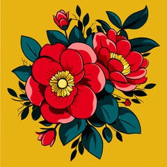 trend flowers camellia simple Design illustration