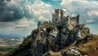 Medieval castle on a rocky hilltop crag