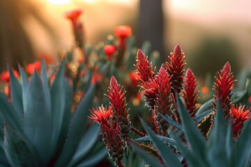 Poster - Aloe plant background. Fresh art leaf. Generate Ai