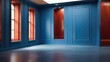 room with blue wall