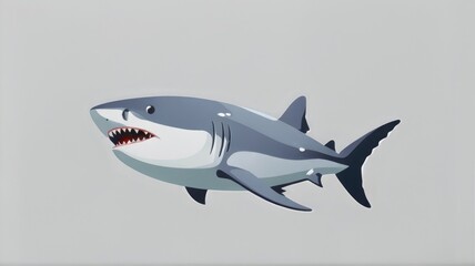 Wall Mural - shark illustration on white background