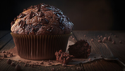 Wall Mural - Chocolate delicious muffin. Generative AI,