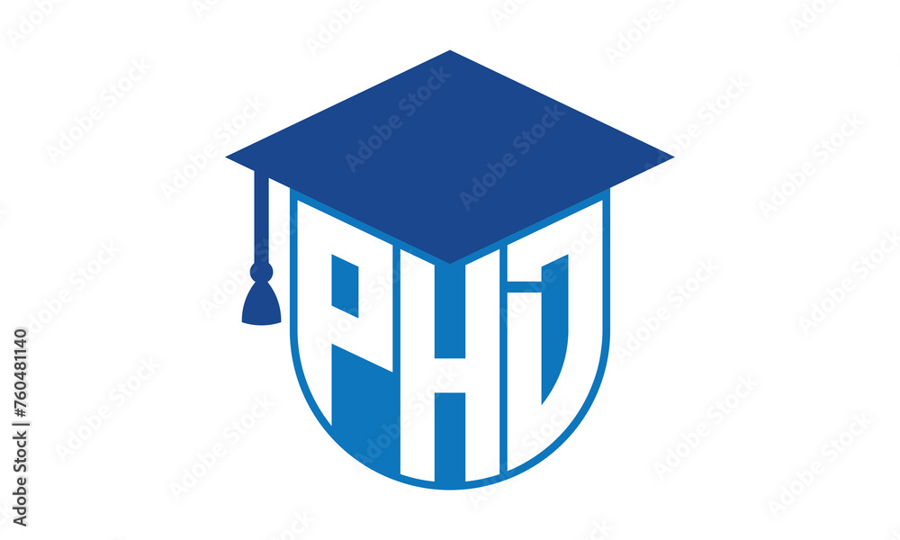 PHD initial letter academic logo design vector template. school college ...