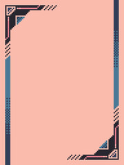 Poster - Futuristic Dark Blue Frame in Vertical, Pink Background, Pixel Art Style Template
