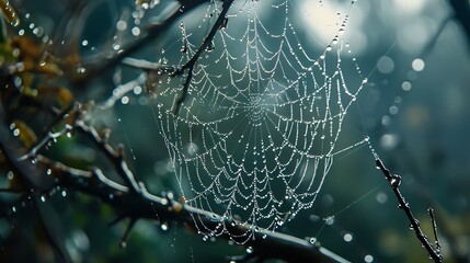 Rain-Kissed Web: Enhancing the Beauty of a Spider's Architecture




