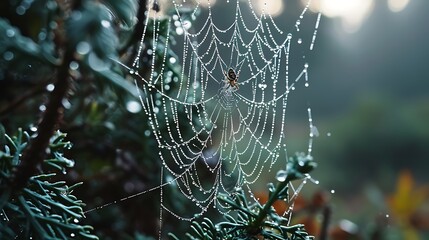 Rain-Kissed Web: Enhancing the Beauty of a Spider's Architecture




