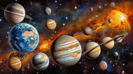 Wall Mural - Realistic rendering pulses with life in cosmic display