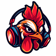  Esport vector Chicken logo on white background сreated with Generative Ai