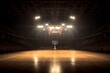 Indoor lighting basketball court. AI technology generated image