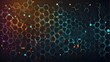 Abstract futuristic backdrop including hexagons, in the manner of multi-layered geometry, dark azure, recycled materials, and volumetric lighting.
