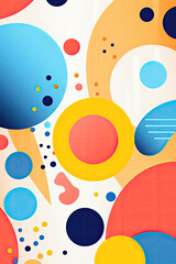 Naklejka na meble Retro Aesthetic featuring large colorful circles ,abstract shapes and geometric lines, wallpaper art.Perfect for backgrounds, wallpapers, prints
