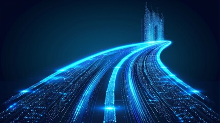 Poster - Blue light ray motion background   vector design for science   technology concept