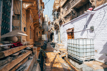 Poster - street view of jaisalmer golden city, india	