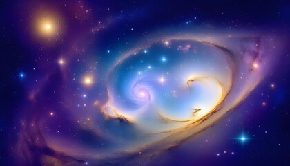 Wall Mural - A digital art piece of a colorful and abstract space with stars and galaxies