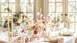 Wedding decoration in the cottage, floral country wedding decor, cake and event celebration, English countryside style