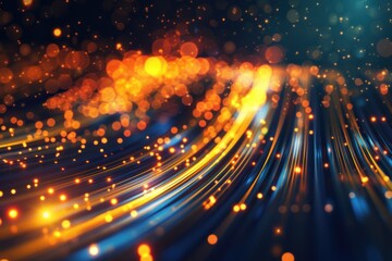 Poster - abstract background with colorful glowing light and light trails.