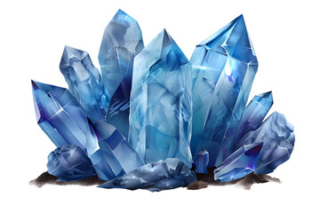 blue crystal gemstone isolated on transparent background