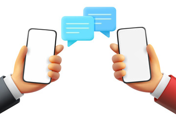 Aufkleber - Conversation concept with two smartphones. 3d vector illustration