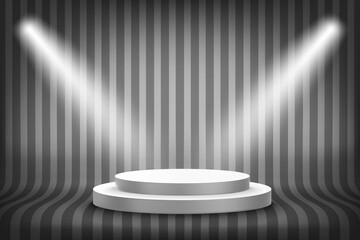 Aufkleber - Abstract grey interior with white podium and projectors