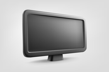Poster - Black modern TV with empty screen isolated on white background. 3d vector illustration