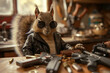Squirrel with glasses and a gun